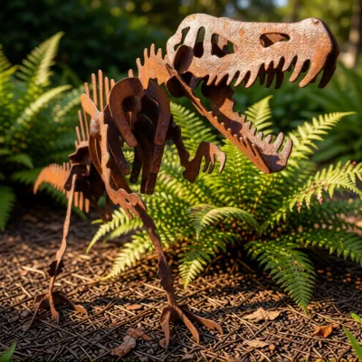 dinosaur sculpture rustic ornament garden art spinosaurus