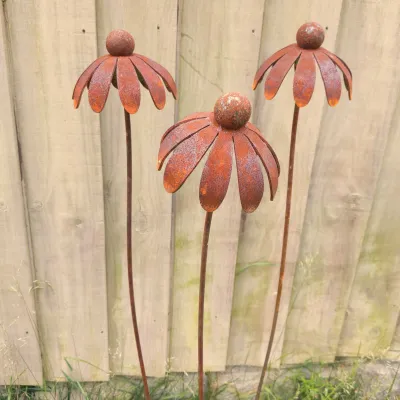 giant rusty rustic flower garden ornament sculpture art 