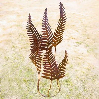 rustic metal ferns sculpture garden ornament rusty art
