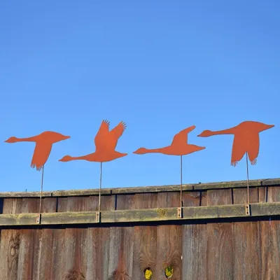 Rustic Geese Garden Art