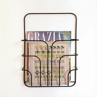 wall mounted basket magazine storage book display rack
