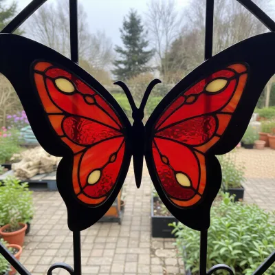 stained glass metal butterfly frame