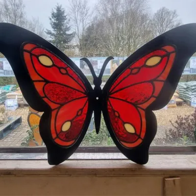 stained glass metal butterfly