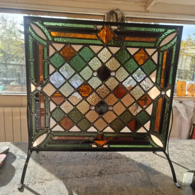 stained glass fire guard screen