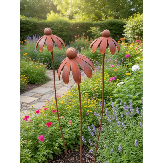 giant rusty rustic flower garden ornament sculpture art 