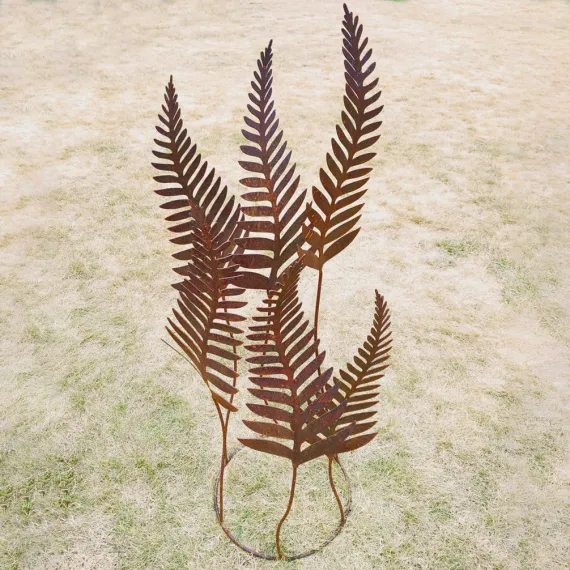 rustic metal ferns sculpture garden ornament rusty art
