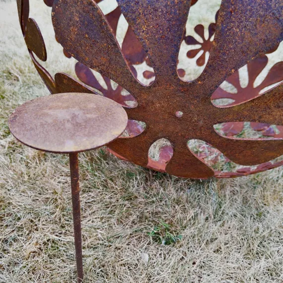 Rustic metal flower sphere sculpture garden ornament decoration
