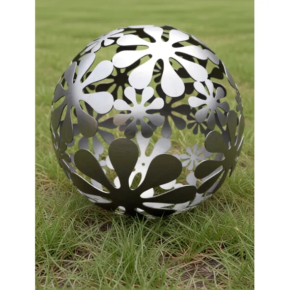 Rustic metal flower sphere sculpture garden ornament decoration