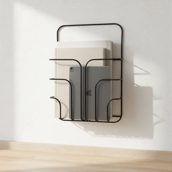 magazine wall rack book storage basket shelf display