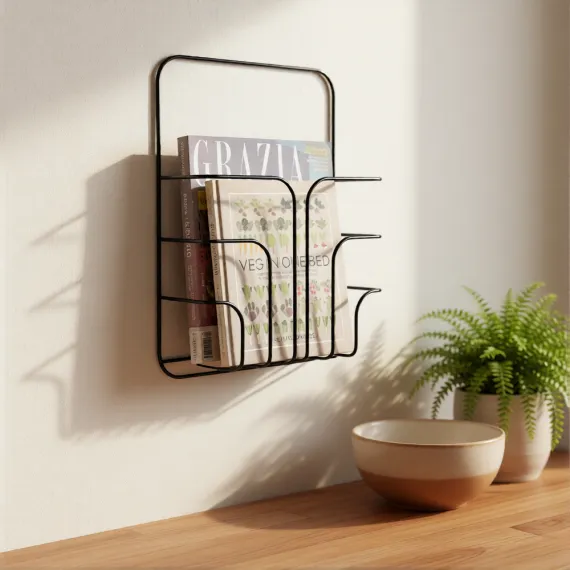 magazine wall rack book storage basket shelf display