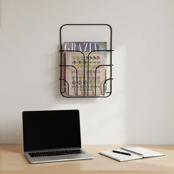 magazine wall rack book storage basket shelf display