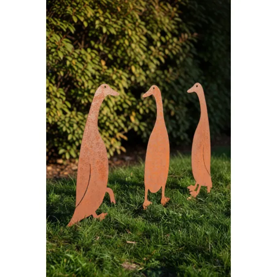 duck sculpture garden ornament rustic bird rusty ducks