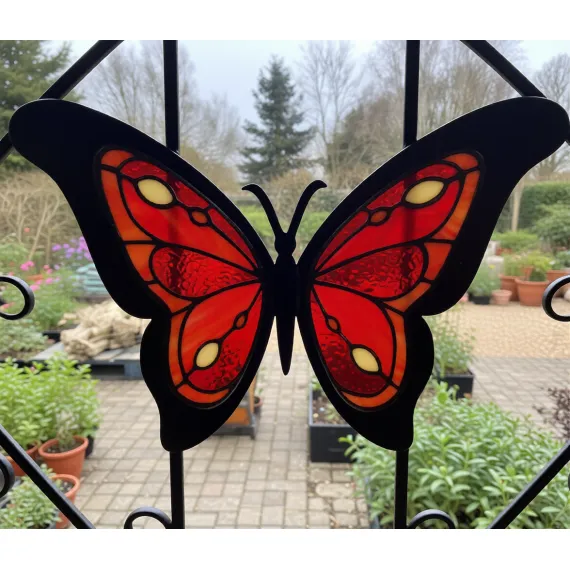 stained glass metal butterfly frame